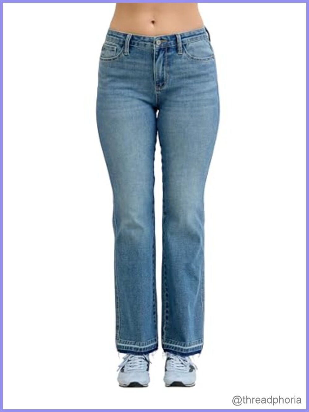 Mid Rise Slim Bootcut Jeans with Tummy Control, Release Hem